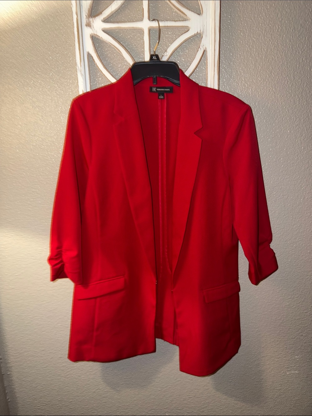 INC International Concepts Bright Red Open Blazer